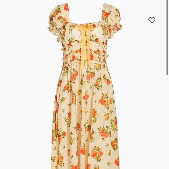 Doen Dresses & Skirts - Doen Clarinet Floral Self-Tie Midi-Dress orangerie (orange and cream)